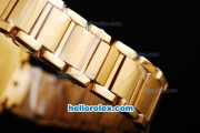 Cartier Tank Miyota Quartz Movement Gold Case with Diamond Bezel and Black Roman Marking-Lady Size