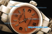 Rolex Oyster Perpetual Automatic Movement ETA Coating Case with Orange Dial and Stick Markers/Arabic Numerals