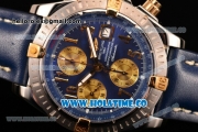 Breitling Chronomat Evolution Swiss Valjoux 7750 Automatic Steel Case with Blue Dial and Yellow Gold Arabic Numeral Markers (BP)