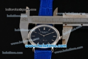 Patek Philippe Calatrava Miyota Quartz Steel Case with Silver Stick Markers and Blue Dial