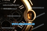 Cartier Ballon Bleu De Chrono Swiss Valjoux 7750 Automatic Yellow Gold Case with Black Dial and Yellow Gold Bracelet - (H)