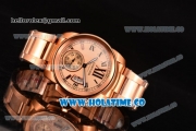 Cartier Calibre De Swiss ETA 2824 Automatic Rose Gold Case with Black Roman Numeral Markers and Rose Gold Dial