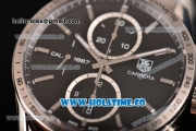 Tag Heuer Carrera Calibre 1887 Automatic Chrono Swiss Valjoux 7750 Automatic Full Steel with Black Dial and Silver Stick Markers