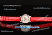 Vacheron Constantin Patrimony Swiss ETA 2824 Automatic Steel Case with Red Leather Strap White Dial and Stick/Numeral Markers