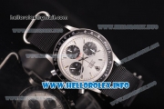 Rolex Daytona Vintage Edition Miyota Quartz Steel Case with Grey Nylon Strap Stick Markers and Silver Dial (GF)