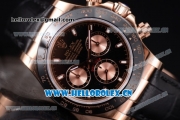 Rolex Daytona Clone Rolex 4130 Automatic Rose Gold Case with Black Black Leather Strap and Stick Markers - 1:1 Original (EF)