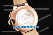 Cartier Ballon Bleu De Large Chronograph 7705 Automatic Rose Gold Case with White Dial Roman Numeral Markers and Genuine Leather Strap (ZF)