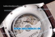 Cartier Drive de Cartier Asia ST16 Automatic Steel Case with Silver Dial Roman Numeral Markers and Brown Leather Strap