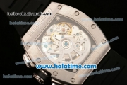 Richard Mille Felipe Massa Flyback Chrono Swiss Valjoux 7750 Automatic Steel Case with White Markers and Black Rubber Bracelet