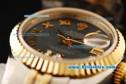 Rolex Datejust Automatic Movement ETA Coating Case with Gold Bezel and Gold Roman Numerals