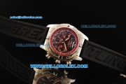 Breitling Chronomat B01 Chronograph Swiss Valjoux 7750 Automatic Movement Steel Case with Red Dial and Black Rubber Strap
