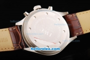 IWC Schaffhausen Automatic Movement Steel Case with White Dial-Numeral Markers and Brown Leather Strap