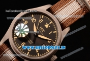 IWC Pilot's Watch Mark XVIII Miyota 9015 Automatic Steel Case Black Dial With Arabic Numeral Markers Brown Nylon Strap