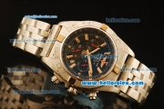 Breitling Chronomat B01 Chronograph Miyota Quartz Full Steel with Black Dial and Rose Gold Markers