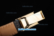 Rolex Datejust Swiss ETA 2836 Automatic Movement Gold Case with Royal Blue Dial and Black Leather Strap