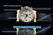 Rolex Daytona Chrono Clone Rolex 4130 Automatic Yellow Gold Case with White Dial Ceramic Bezel and Black Rubber Strap (EF)