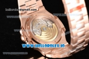 Patek Philippe Nautilus Miyota 9015 Automatic Rose Gold Case Brown Dial With Stick Markers Rose Gold Bracelet