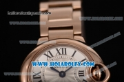 Cartier Ballon Bleu De Small Swiss Quartz Rose Gold Case/Bracelet with Silver Dial and Black Roman Numeral Markers