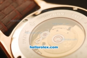 Patek Philippe Calatrava Swiss ETA 2824 Automatic Rose Gold Case with White Dial and Brown Leather Strap-Numeral Markers