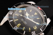 Rolex Submariner Oyster Perpetual Swiss ETA 2836 Automatic Movement Black Dial with Yellow Markers and Black Nylon Strap