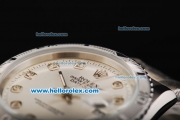 Rolex Datejust Automatic with White Dial and Diamond Marking-Men Size