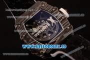 Richard Mille RM 055 Miyota 9015 Automatic Carbon Fiber Case with Skeleton Dial and White Nylon/Leather Strap