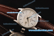 Breitling Transocean Automatic Steel Case with White Dial and Brown Leather Strap