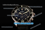 BlancPain Fifty Fathoms Chronograph Flyback Calibre F185 Miyota Quartz Steel Case with Black Dial and Green Markers (ZF)