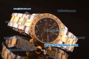 Rolex Daytona Chronograph Swiss Valjoux 7750 Automatic Steel Case with Rose Gold Bezel and Two Tone Strap