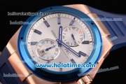 IWC Ingenieur Asia ST Automatic Rose Gold Case with Blue Rubber Bracelet Silver Dial and Blue Bezel