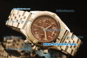 Breitling Chronomat B01 Chronograph Miyota Quartz Full Steel with Brown Dial and Silver Roman Markers