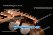 Cartier Rotonde De Miyota Quartz Rose Gold Case/Bracelet with Blue Dial