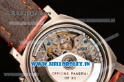 Panerai Luminor Chrono PAM310 Swiss Valjoux 7750-SHG Automatic Steel Case with Brown Leather Strap and White Dial
