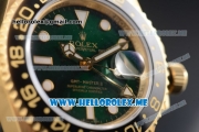 Rolex GMT-Master II Clone Rolex 3186 Automatic Yellow Gold Case/Bracelet with Green Dial and Dot Markers (BP)