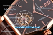 Vacheron Constantin Malte Tourbillon Swiss Tourbillon Manual Winding Rose Gold Case with Brown Alligator Strap and Black Dial