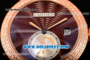 Cartier Rotonde De Miyota Quartz Rose Gold Case/Bracelet with Brown Dial and Diamonds Bezel