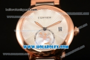 Cartier Rotonde De Miyota Quartz Two Tone Case/Bracelet with Silver Dial