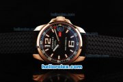 Chopard Gran Turismo GT XL Swiss Valjoux 7750 Movement Rose Gold Case with Black Dial and White Stick/Numeral Markers-Black Rubber Strap 1:1 Original Chopard Gran Turismo GT XL Swiss Valjoux 7750 Movement Rose Gold Case with Black Dial and White Stick/Numeral Markers-Black Rubber Strap 1:1 Original