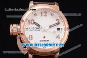 U-Boat Chimera Automatic Asia ST25 Automatic Rose Gold Case White Dial Rose Gold Markers and Brown Leather Strap