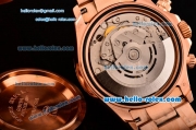Rolex Daytona Chronograph Swiss Valjoux 7750-SHG Automatic Rose Gold Case with Stick Markers and Rose Gold Strap