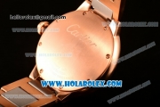 Cartier Rotonde De Miyota Quartz Rose Gold Case/Bracelet with Brown Dial and Diamonds Bezel