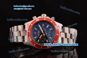 Breitling SuperOcean Chronograph II Miyota OS10 Quartz Steel Case with Red Bezel Stick Markers and Black Dial