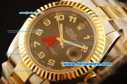 Rolex Datejust II Swiss ETA 2836 Automatic Full Steel with Yellow Gold Bezel and Black Dial