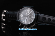 U-BOAT Italo Fontana Quartz Movement PVD Case with Black Dial and White Numeral Marking-Black Leather Strap