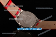 Audemars Piguet Royal Oak Lady Swiss Quartz Steel Case with Red Leather Strap White Dial and Stick Markers