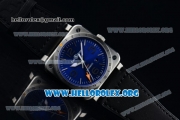 Bell&Ross BR 03-93 GMT Swiss ETA 2836 Automatic Steel Case with Blue Dial Black Leather Strap