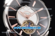 Parmigiani Tonda Tourbillon Asia ST25 Automatic Steel Case with Black Dial and Black Leather Strap Rose Gold Markers