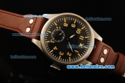IWC Pilot's Watch Automatic Movement Steel Case with Black Dial and Brown Leather Strap-55mm Size