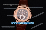 Patek Philippe Nautilus Clone PP 315 Automatic Rose Gold Case with Brown Dial Stick/Arabic Numeral Markers and Brown Leather Strap (BP)