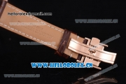 Longines Master Swiss ETA 2824 Automatic Rose Gold Case with White Dial Diamonds Markers and Brown Leather Strap (ZF)